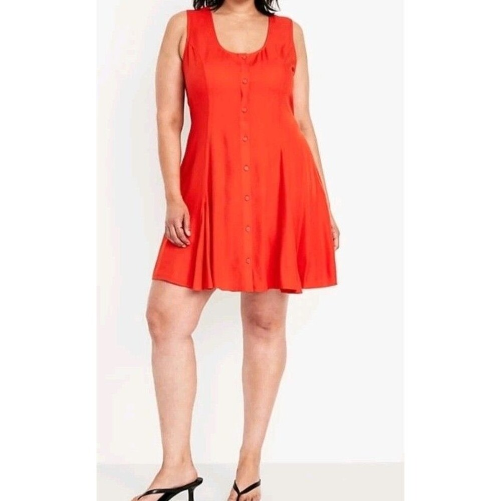 NWT Women's Old Navy Fit & Flare Button Front Mini Dress Size 2X  A7